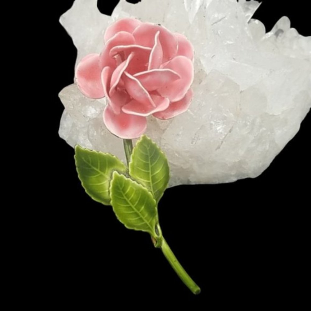 Original by Robert Enamel Blooming Rose Brooch